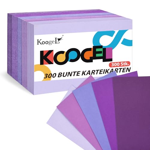 Koogel 300 Blatt Moderationskarten Lila, 12,5 x 7,5 cm Blanko Karteikarten 150g/㎡ für Vokabel Lernen Büro Schule Präsentation Moderation von Koogel