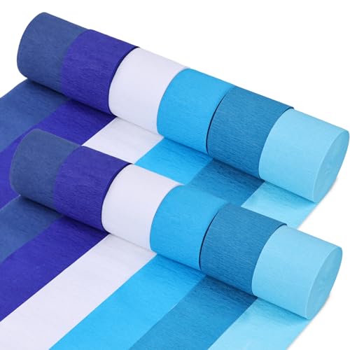 Koogel Krepppapier-Luftschlangen, 12 Rollen, 240 m, blaue Krepppapierrolle für Babyparty, Geburtstag, Hochzeit, Ozean-Mottoparty (4,6 cm x 2,5 m) von Koogel