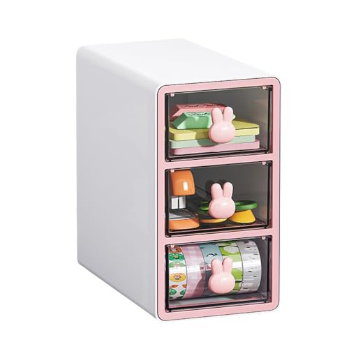 Jumuao Aufbewahrungsbox mit 9 Schubfächern aus Kunststoff,Desktop Sortierkasten,Sortierboxen Kleinteilemagazin,Schubladenbox Desktop Aufbewahrung Organizer für Kosmetik Schmuck Schreibwaren (Rosa-S) von Koomuao