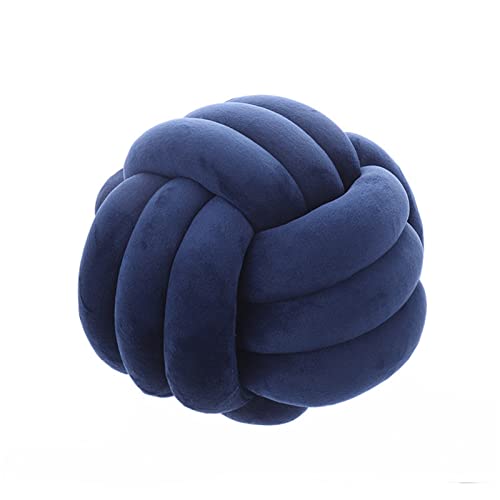 Koomuao Knotenkissen Rund Weicher Samtstoff Knoten-Ball-Kissen Nordische Dekokissen Zierkissen Knoten Geknotetes Kissen für Sofa, Bett, Wohnzimmer, Babyzimmer (Navy blau, 22cm) von Koomuao