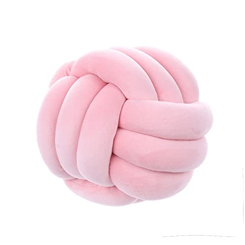 Koomuao Knotenkissen Rund Weicher Samtstoff Knoten-Ball-Kissen Nordische Dekokissen Zierkissen Knoten Geknotetes Kissen für Sofa, Bett, Wohnzimmer, Babyzimmer (Rosa, 28cm) von Koomuao