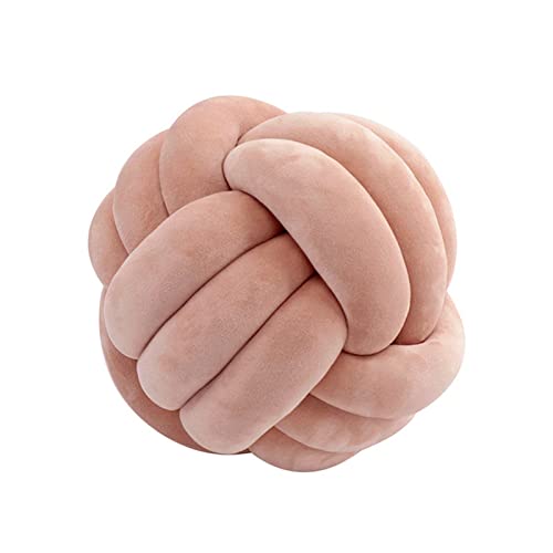 Koomuao Knotenkissen Rund Weicher Samtstoff Knoten-Ball-Kissen Nordische Dekokissen Zierkissen Knoten Geknotetes Kissen für Sofa, Bett, Wohnzimmer, Babyzimmer (Skin pink, 28cm) von Koomuao