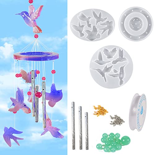 Koonafy 19 Pcs Silikonform Epoxidharz Formen, Windspiel harzformen, Resin Molds Set für Schmuck Anhänger Halskette Ohrringe,Home Decoration, DlY Windspiele,inkl Kupferkabel von Koonafy