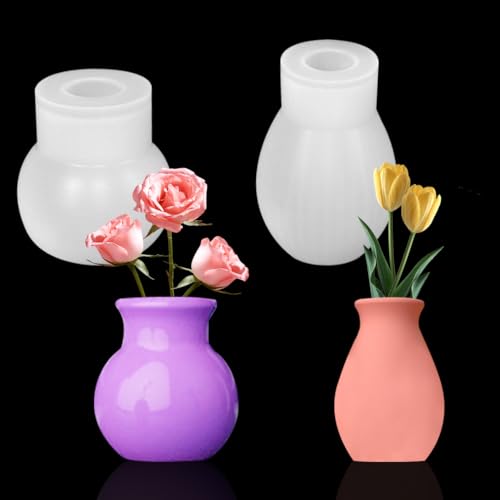 Koonafy 2 Stücke Vase Silikonform, DIY Blumenvasen Harz Form Epoxidharz Kerzenständer Silikonform Handgefertigte Silikonform Verwendet für die Vasen, Stifthaltern und Dekorativen Accessoires (A-2pcs) von Koonafy