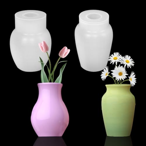 Koonafy 2 Stücke Vase Silikonform, DIY Blumenvasen Harz Form Epoxidharz Kerzenständer Silikonform Handgefertigte Silikonform Verwendet für die Vasen, Stifthaltern und Dekorativen Accessoires (B-2pcs) von Koonafy