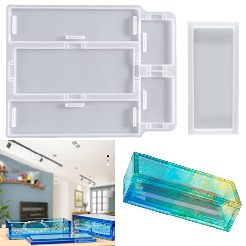 Koonafy 2pcs Aufbewahrungsbox Silikonform Epoxidharz mit Deckel Schachtel Harzform Schmuckschatulle Silikonformen für DIY Fertigkeit Herstellung Box Harz Kit von Koonafy