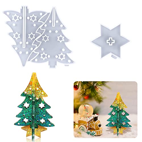 Koonafy Weihnachtsbaum Silikonform Harz Form Epoxidharz Formen 3D Resin Gießformen Weihnachtsbaum Ornamente Epoxidharz Kristall Giessform Tischdekoration Kunstharz Silikonform DIY Handwerk von Koonafy