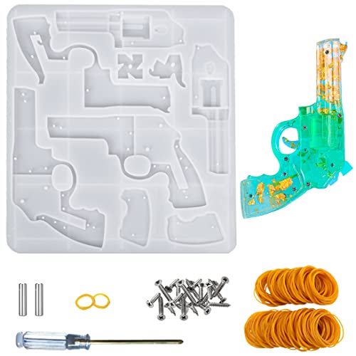 koonafy 49 Pcs Epoxidharz Formen Set,Resin Silikonform Pistole,Schmuck Gießharz Formen,Gun Resin Molds für Anhänger,DlY Craft,Cake Decoration (gun mold kit) von Koonafy