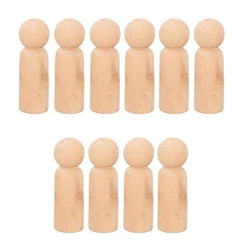 Koorium® 10 Stück Holzfiguren Dekoration DIY, Holzfiguren Holz Spielfiguren, Unvollendete Pflock Puppen, Bemalen Basteln Holzkegel Dekoration, DIY Natürliche Holzfiguren Hochzeit von Koorium