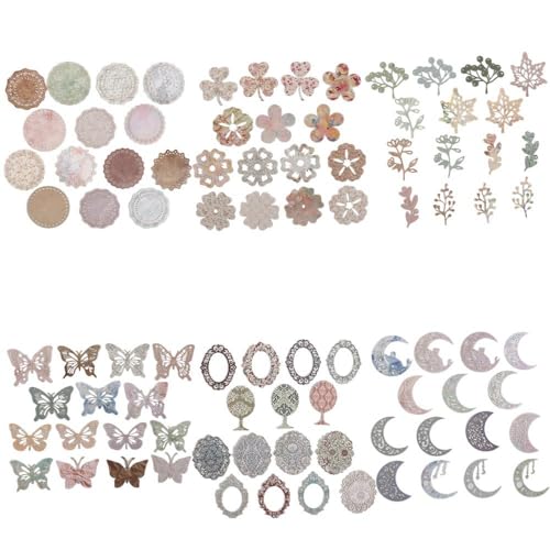 180 Stück Vintage Scrapbook Papier Schmetterling Mond geformt Scrapbooking Papier hohle Spitze Papier Scrapbook Supplies DIY Handbook Handwerk Notizbücher Collage Ästhetische Geschenke von Kopida