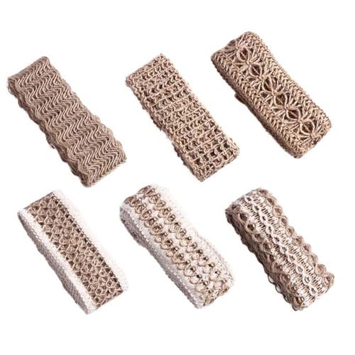 Spitzen-Hanfbänder, 6 Rollen, Jute-Spitze, Hochzeitsband, natürliches Juteseil, Schnur für Handwerk, Geschenkverpackung, Hochzeit, Party, Heimdekoration von Kopida