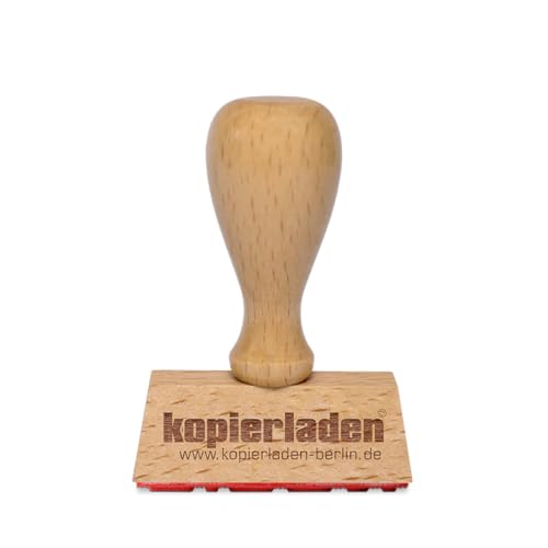 Einzeiliger Holzstempel mit Wunschtext personalisieren – 40x10 mm – optional mit Stempelkissen und Tinte – Namensstempel, Wortstempel, Firmenstempel von Kopierladen Karnath GmbH