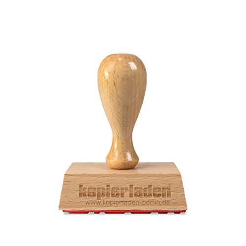 Holzstempel 50x30 mm mit Wunschtext und Logo personalisieren - optional mit Stempelkissen und Tinte - Bürostempel und Adresstempel selbst gestalten von Kopierladen Karnath GmbH