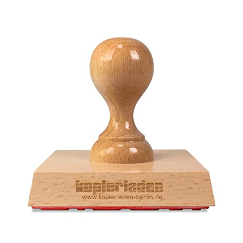 Holzstempel 80mm mit Wunschtext und Logo personalisieren - optional mit Stempelkissen und Tinte - Bürostempel und Adresstempel selbst gestalten von Kopierladen Karnath GmbH