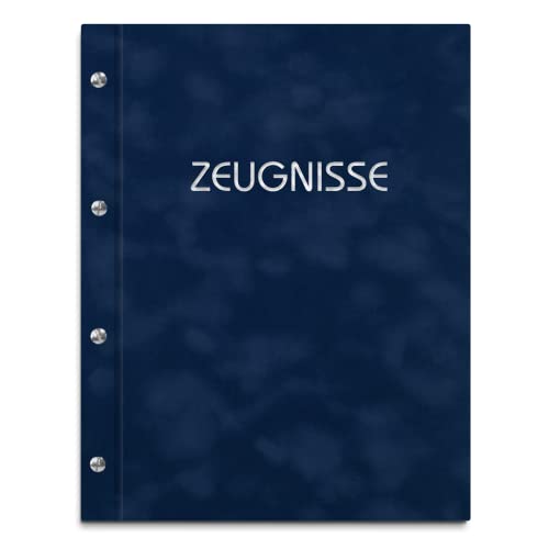 Zeugnismappe im blauen Samteinband mit Prägedruck in verschiedenen Farben – handgefertigte Mappe inkl. 12 Sichthüllen von Kopierladen Karnath GmbH