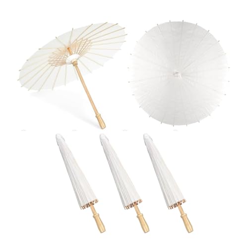 Kopinma 5 Stück DIY Handgemachte Papier-Regenschirme, Chinesische/Japanische Weißer Sonnenschirm Bemalbare 60 cm, DIY-Malerei Dekorativer Schirm für Foto Cosplay, Babyparty, Hochzeit, Brautparty von Kopinma