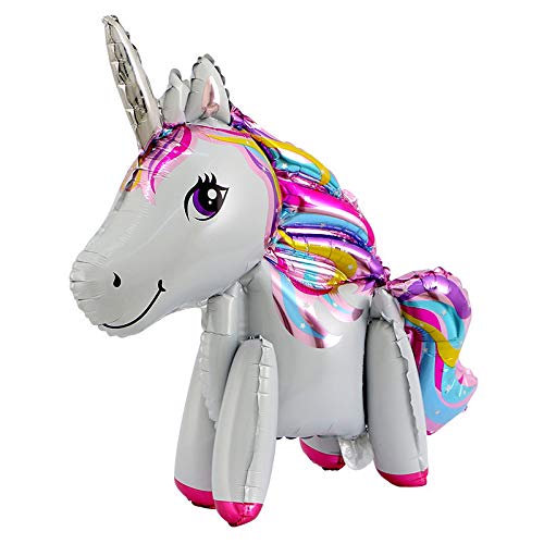 Folienballon 3D Einhorn 45 cm- Deko Luftballon Geburstage Unicorn Party Mädchen Kindergeburtstag Set Kinder Helium Ballon XXL Kindergeburtstag Junge Helium Rosa Pink Einhornluftballon Luftballons von Kopper-24