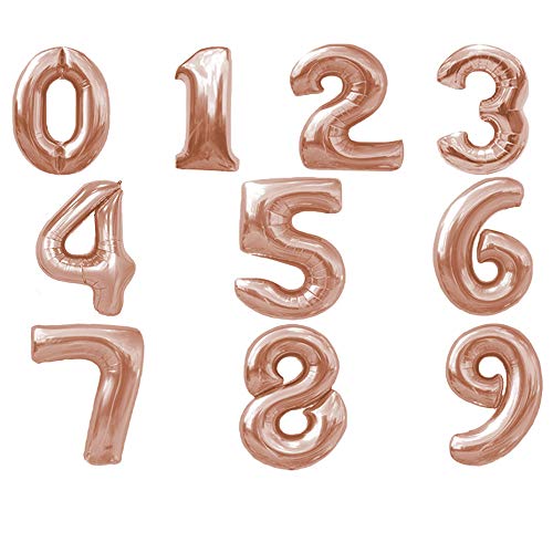 Folienballon Zahl 4 in Rose Gold - XL Riesenzahl 80 cm - Ballon im Zahlen-Design für Geburtstag Jubiläum Party Geschenk Dekoration Luftballon Happy Birthday rosegold rosé Nummer Zahlenballon von Kopper-24