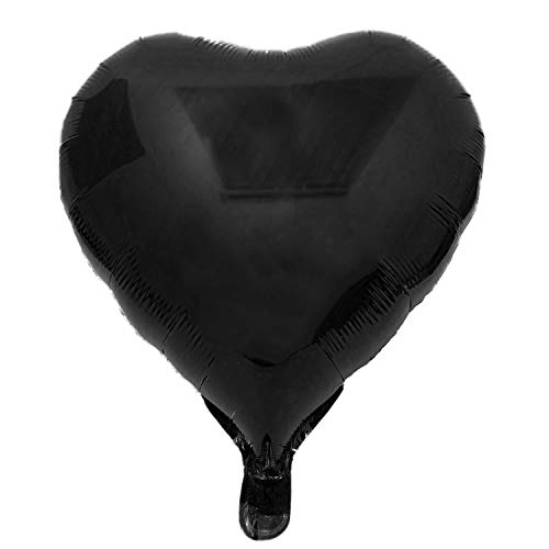 Kopper-24 Folienballon Herz 45 cm Luftballon Hochzeit Helium Ballon 18 Zoll Heliumballon Heart Love Valentinstag Herzballon XL Geburtsatag Party Deko Dekoration bunt JGA Folie Sterne (schwarz) von Kopper-24