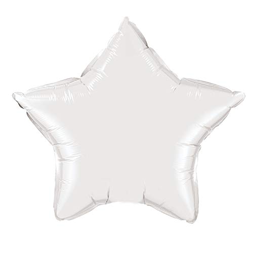 Kopper-24 Folienballon Stern 45 cm Luftballon Hochzeit Helium Ballon 18 Zoll Heliumballon Star Sternenballon XL Geburtsatag Party Deko Dekoration bunt JGA Folie Sterne (weiß) von Kopper-24