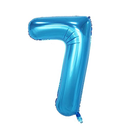 Kopper-24 Folienballon Zahl 7, ca. 80 cm, blau, für Luftbefüllung - Luftballon XXL Nummer Riesen Ballon Zahlenballon Mädchen Junge Deko Riesenzahl Party Hochzeit Kindergeburtstag zum Geburtstag von Kopper-24