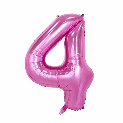 Kopper-24 Folienballon Zahl 4, ca. 80 cm, pink, für Luftbefüllung - Luftballon XXL Nummer Riesen Ballon Zahlenballon Mädchen Junge Deko Riesenzahl Party Hochzeit Kindergeburtstag zum Geburtstag von Kopper-24