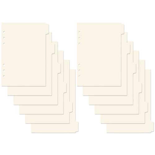 2 Sets A5-Papierbinder-Trennblätter, 6-Loch-Index-Seiten-Tab-Karten für A5-Bindereinband, Notizbücher, Tagebuch, Plan (beige, 2 Stück) von Koqye