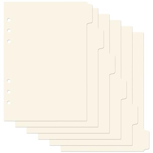 A5 Kunststoff-Ordner-Trennblätter, 6 Löcher, robuster Kunststoff, Registerkarten für 6-Ringbinder, Notizbücher, Planer (Beige) von Koqye