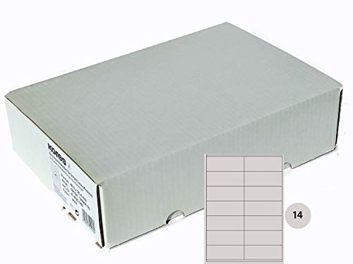 Kores E10541.500 Universal-Etiketten, 105 x 41 mm Großpackung mit 500 Blatt, weiß, 7.000 Etiketten für InkJet, Laser + Kopierer von Kores