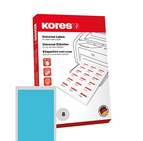 Kores Farbige Universal-Etiketten, 105 x 74,0 mm, 100 Blatt,blau von Kores