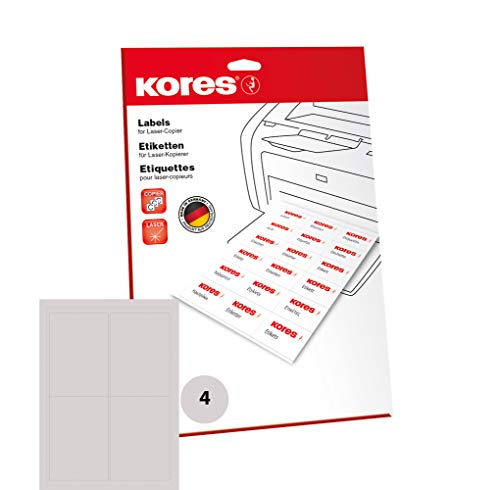 Kores L99139.25 Universal-Etiketten, 99.1 x 139 mm, 25 Blatt, weiß, 100 Etiketten für InkJet, Laser + Kopierer von Kores