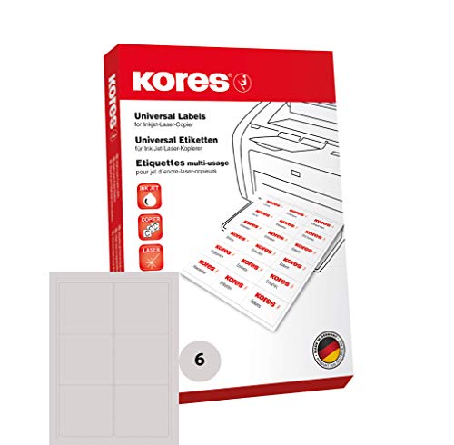 Kores L9993 Universal-Etiketten, 99.1 x 93.9 mm, 100 Blatt, weiß, 600 Etiketten für InkJet, Laser + Kopierer von Kores