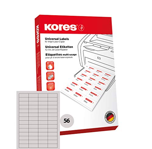 Kores Universal-Etiketten, 52.5 x 21.2 mm, 100 Blatt, weiß von Kores