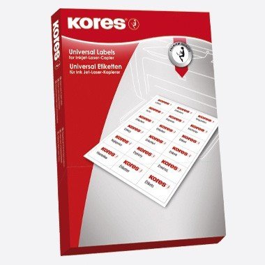 Kores Universal-Etiketten, 70 x 36 mm, weiß, 100 Blatt von Kores