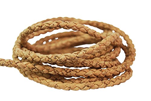 Korkband & Korkschnur Vegan | Flach, Rund, Geflochten | Für Schmuck, Armbänder, Ketten | Bastelmaterial | Ökologisch & Nachhaltig | DIY Zubehör (Beige (geflochten), 7mm flach) von Kork-Deko