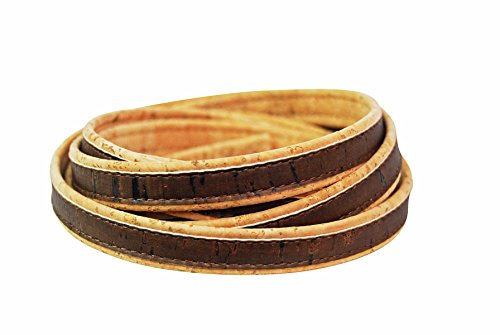 Korkschnur flach – 10mm Naturkorkfarben und Braun - DIY basteln – Schmuck-Herstellung – ideal zum Nähen mit Kork – vegane Alternative zu Leder – Kork Band – Deko Schnur (dunkel) - 1 Meter lang von Kork-Deko