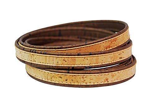 Korkschnur flach – 14mm Naturkorkfarben und Braun - DIY basteln – Schmuck-Herstellung – ideal zum Nähen mit Kork – vegane Alternative zu Leder – Kork Band – Deko Schnur (hell) - 1 Meter lang von Kork-Deko