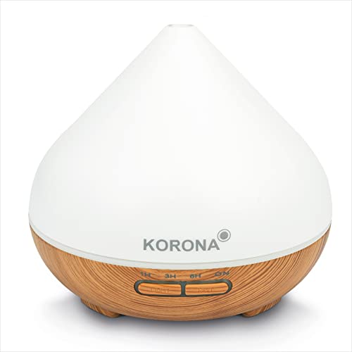 Korona 81200 Aroma-Diffuser | Kapazität 300 ml | Ideal für Diverse Duftöle und Aromen | Timer | Flüsterleise | 7 Verschiedene LED-Farben | 2 Verschiedene Nebelstufen | Schicke Holzoptik von Korona