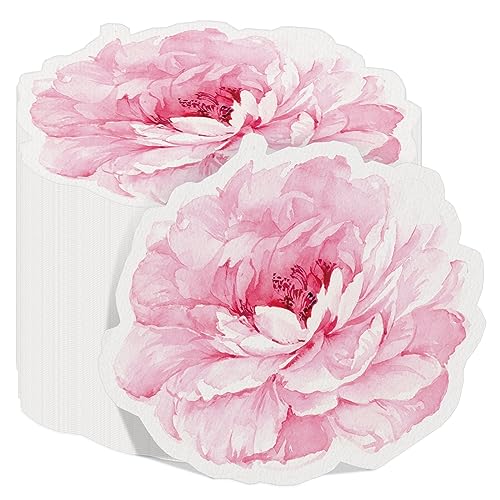 Kosiz 100 Stück Papierservietten in Blumenform, Cocktail-Servietten, florale Gästeservietten für Party, Sommer, Geburtstag, Heimbedarf (Pfingstrose) von Kosiz