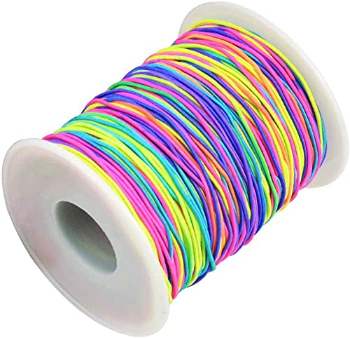 100m Elastische Faden,Elastisch Perlenschnur 1mm Bunte Elastische Faden Rund Gummiband Elastische Schnur Regenbogen Beading Thread für DIY Halskette Armband Handwerk von Kovanoing