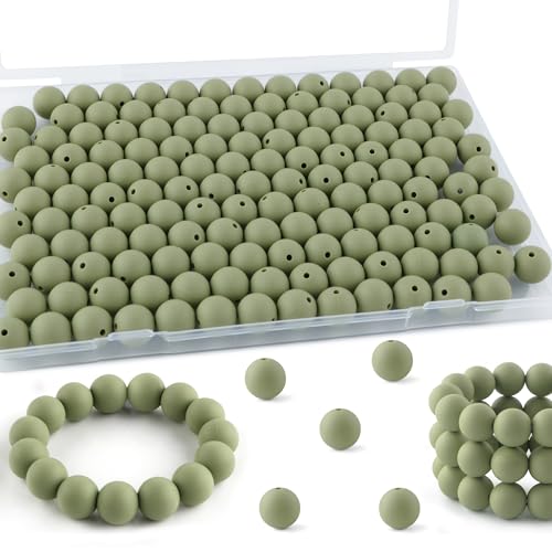 Kovict Silikonperlen, 12 mm, Silikonperlen für Schlüsselanhänger, Silikonperlen für Stifte, Silikonperlen, 12 mm, für Armband, Halskette, Bastelarbeiten, 200 Stück (Matcha-Grün) von Kovict