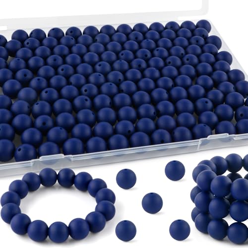 Kovict Silikonperlen, 15 mm, Silikonperlen für Schlüsselanhänger, Silikonperlen für Stifte, Silikonperlen, 15 mm, für Armbänder, Halsketten, Bastelarbeiten (Marineblau), 145 Stück von Kovict