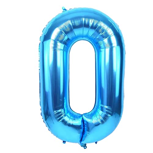 Blaue Zahl 0 Luftballons, 101,6 cm, Geburtstags-Folienballon, Party-Dekoration, Helium, Mylar-Luftballons von Koyigo