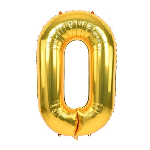 Goldene 0 Luftballons, 101,6 cm, Zahlen 0–9, Folienballons, Geburtstagsparty-Dekoration, Jahrestag von Koyigo