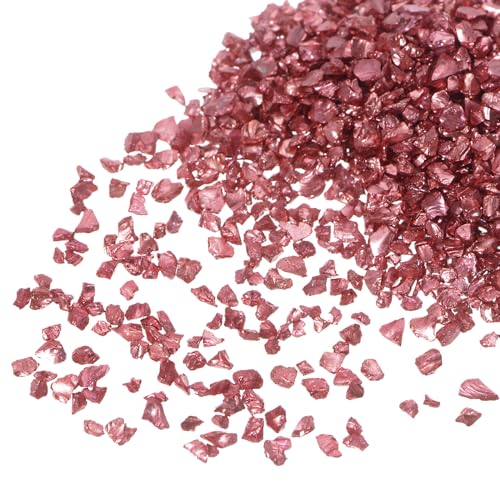 Kozelo 10 Stück Crushed Glass Chips - [2-4mm x 100g] Unregelmäßiges metallisches Glas in Dunkelrot für DIY-Dekoration, Bastelarbeiten und Nagelkunst, Oberfläche elektroplattiert von Kozelo