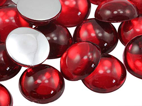 25mm Red Ruby H103 Flat Back Acrylic Round Cabochon Pro Grade - 12 Pieces by KraftGenius von Allstarco