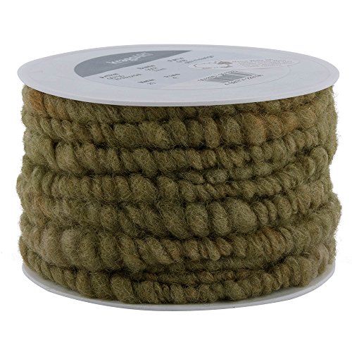 KragoART Wollkordel, Wollschnur 7mm breit auf 20m Rolle (Olive Melange) von KragoART