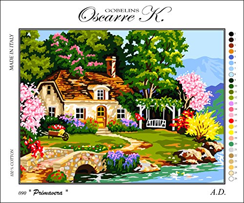 Krainer Gobelin Stickbild Stickpackung Cottage halber Kreuzstich 49x38cm. inkl. Sticktwist cod K90 von Krainer