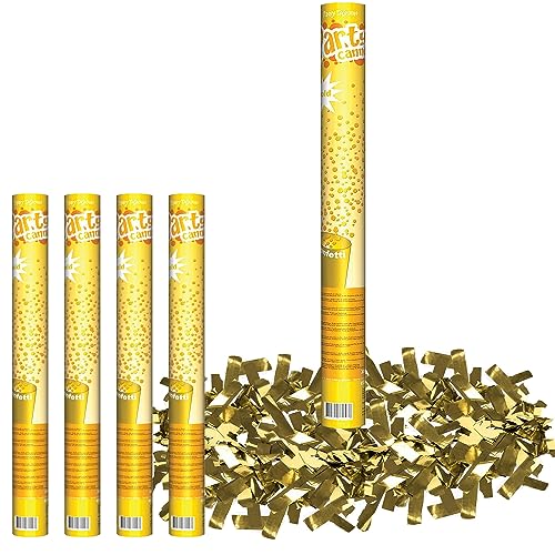 Krause & Sohn 4 Confetti Shooter Konfetti Kanone 60 cm lang Party Popper Geburtstag Hochzeit Deko Party-Deko Party-Zubehör (Gold) von Krause & Sohn