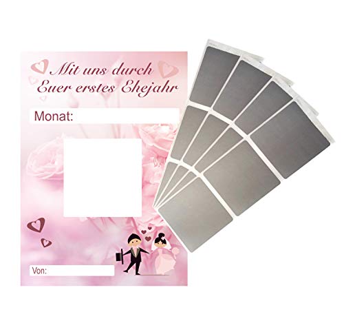 Krause & Sohn Hochzeitsspiel Geschenkgutschein 12 Karten mit Rubbelsticker Hochzeitswünsche Party-Spiel zur Hochzeit von Krause & Sohn